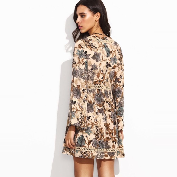 Open Crochet Floral Babydoll Dress - Picture 2 of 8